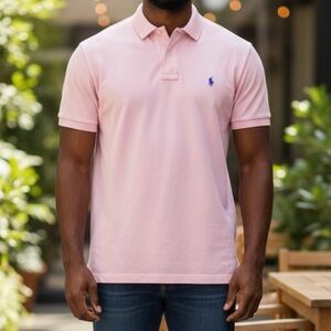 Polo Ralph Lauren Classic Fit Pink Mesh Polo Shirt - Large